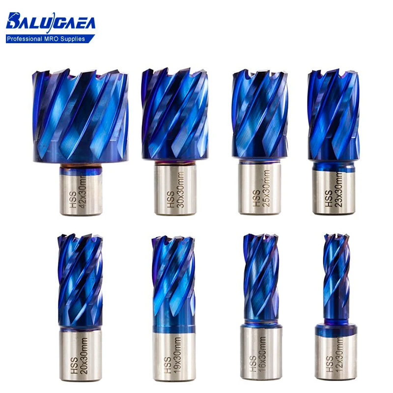 

12-60mm Hole Saw Dril Bit Nano Blue Coated Annular Cutter HSS Hollow Drill Bit With 35/55mm Weldon Shank Metal Drilling Bit