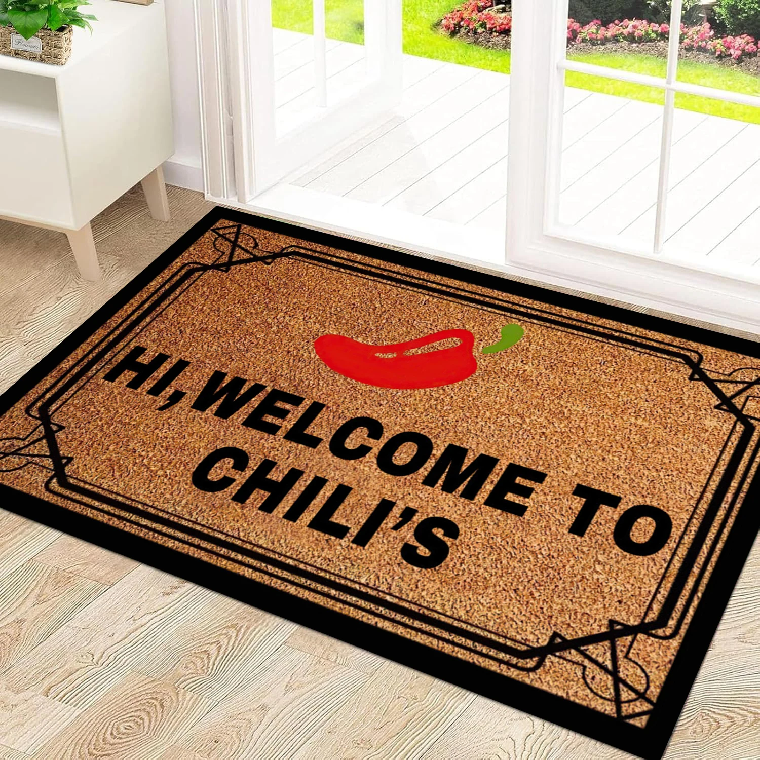 

Welcome To Chili's Doormat Rubber Funny Mats for Entryway Door Mat Indoor Outdoor Waterproof Floor Foot Mat