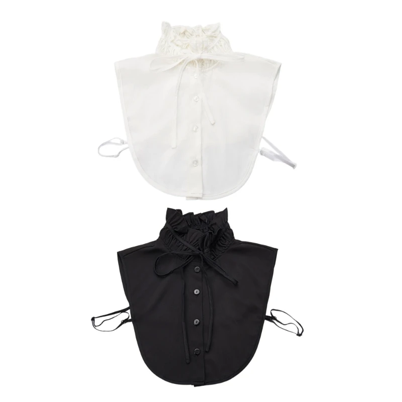 Tie Flouncing Shawl Collar Elegant Sweet False Collar Detachable for Lady Delicate Pleated Collar Flouncing Tie