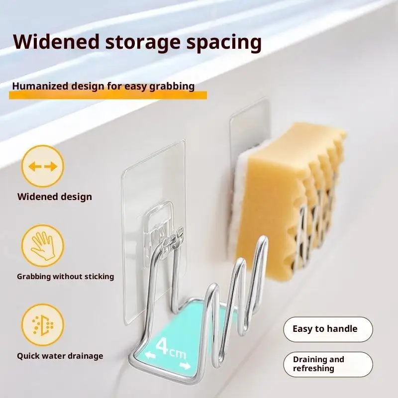 Hanging Stainless Steel Sink Drain Storage Rack Sponge Organizer Shelf Kitchen Household Storage Basket Sink Cleaning Supplies