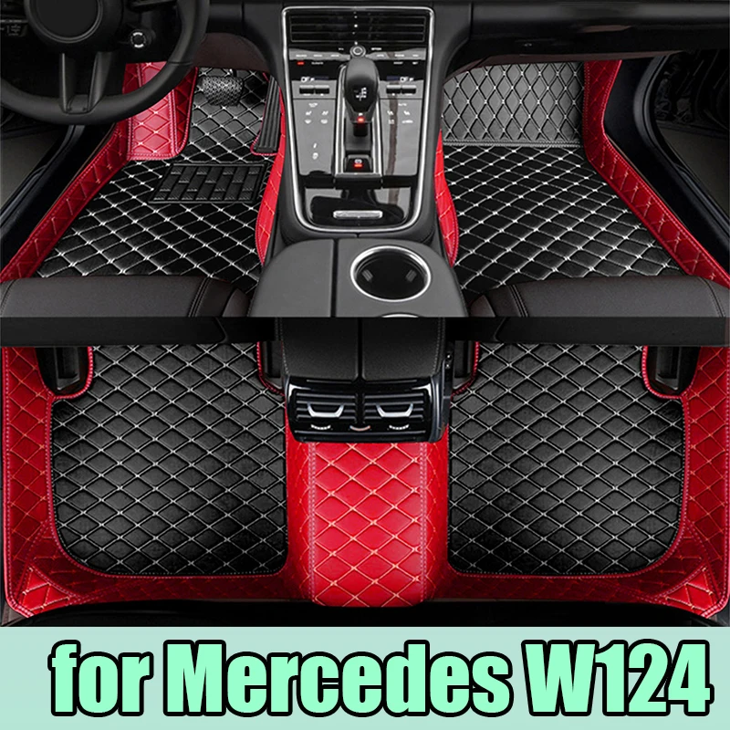 Custom Automotive Car Floor Mats For Mercedes W124 1985 1986 1987 1988 1989 Auto Luxury Leather Men Women Car Mats Full Coverage