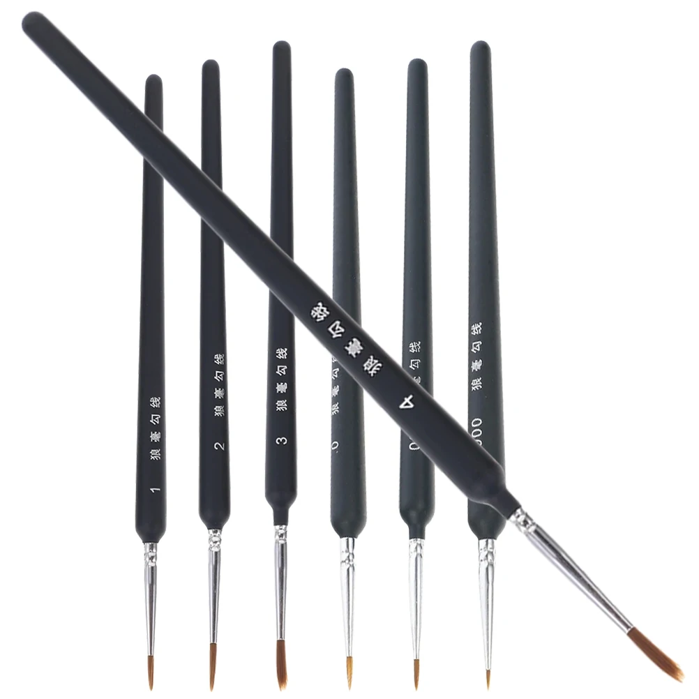 7 Pcs Nail Art Line Pen Oil Paint Brushes Small Detail Model Painting Mini Watercolour