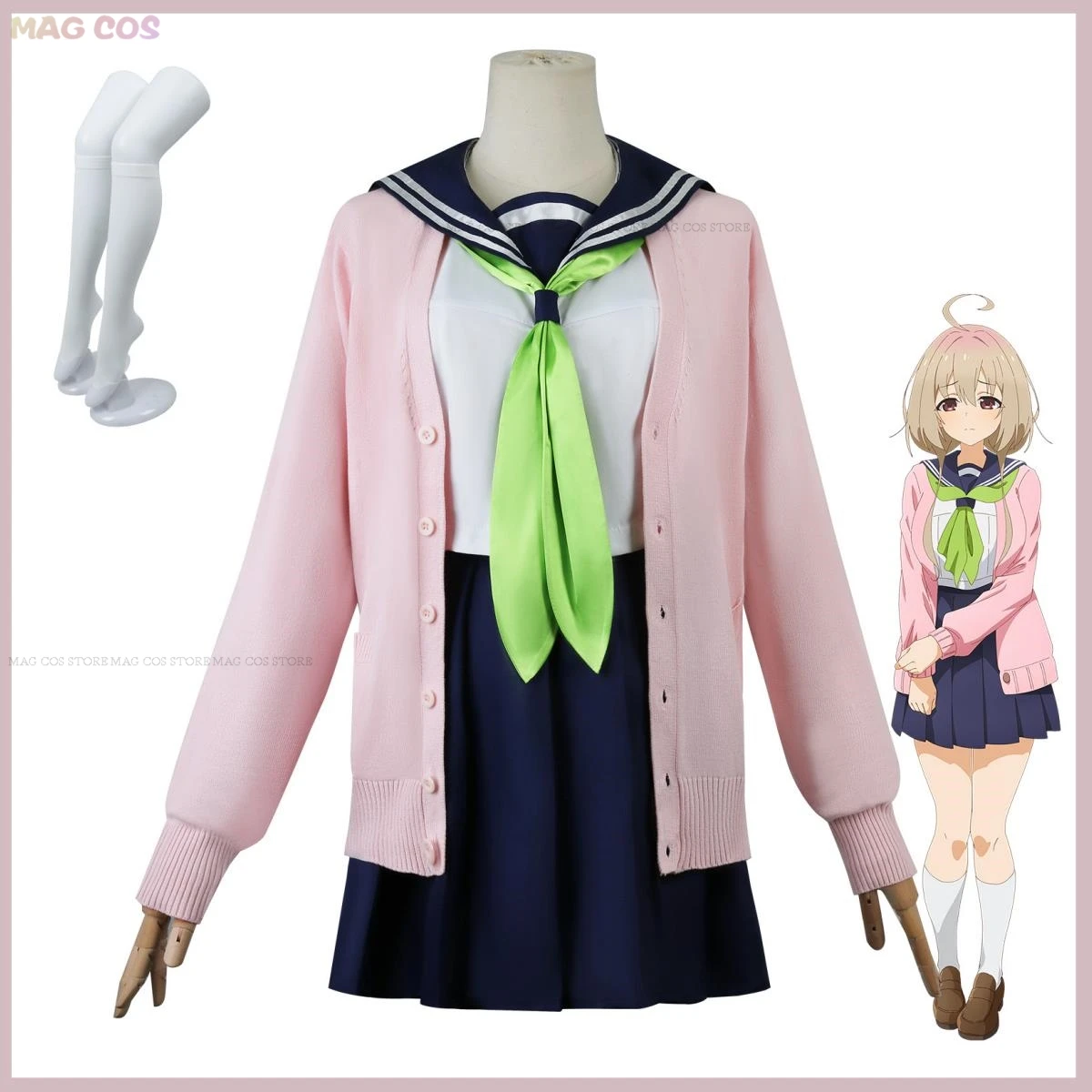 

New Anime My Deer Friend Nokotan Tanukikoji Kinu Cosplay Costume Japanese School Uniform Sweater Coat Woman Sexy Campus Suit