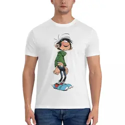 Comics Men T Shirts Gaston Lagaffe Novelty Tees Short Sleeve O Neck T-Shirts Pure Cotton Summer Clothing