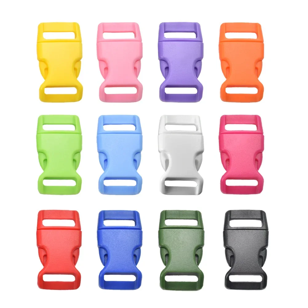 

10Pcs Plastic Side Release Buckles 10/15/20/25mm Hard Clasp Curved Paracord Bracelet Backpack Parts Pets Strap Webbing