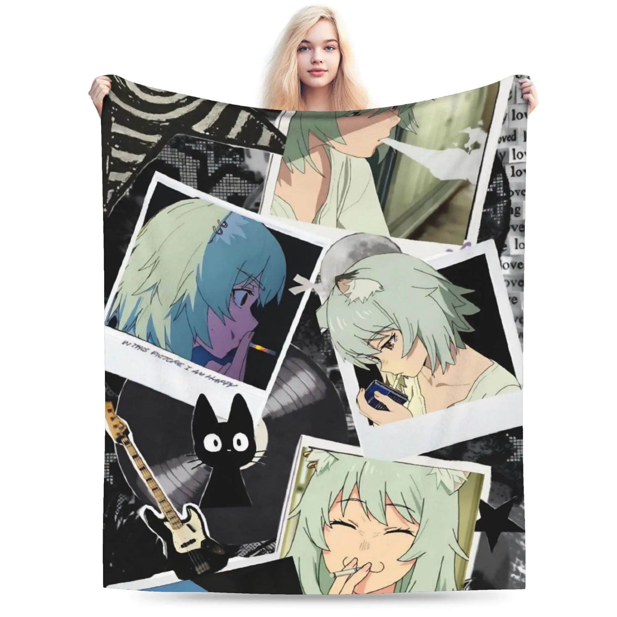 C-Chainsmoker Cats Blanket Super Soft Cozy  Throw Blankets for Couch 50x60 Inch Multi-size Bedspread