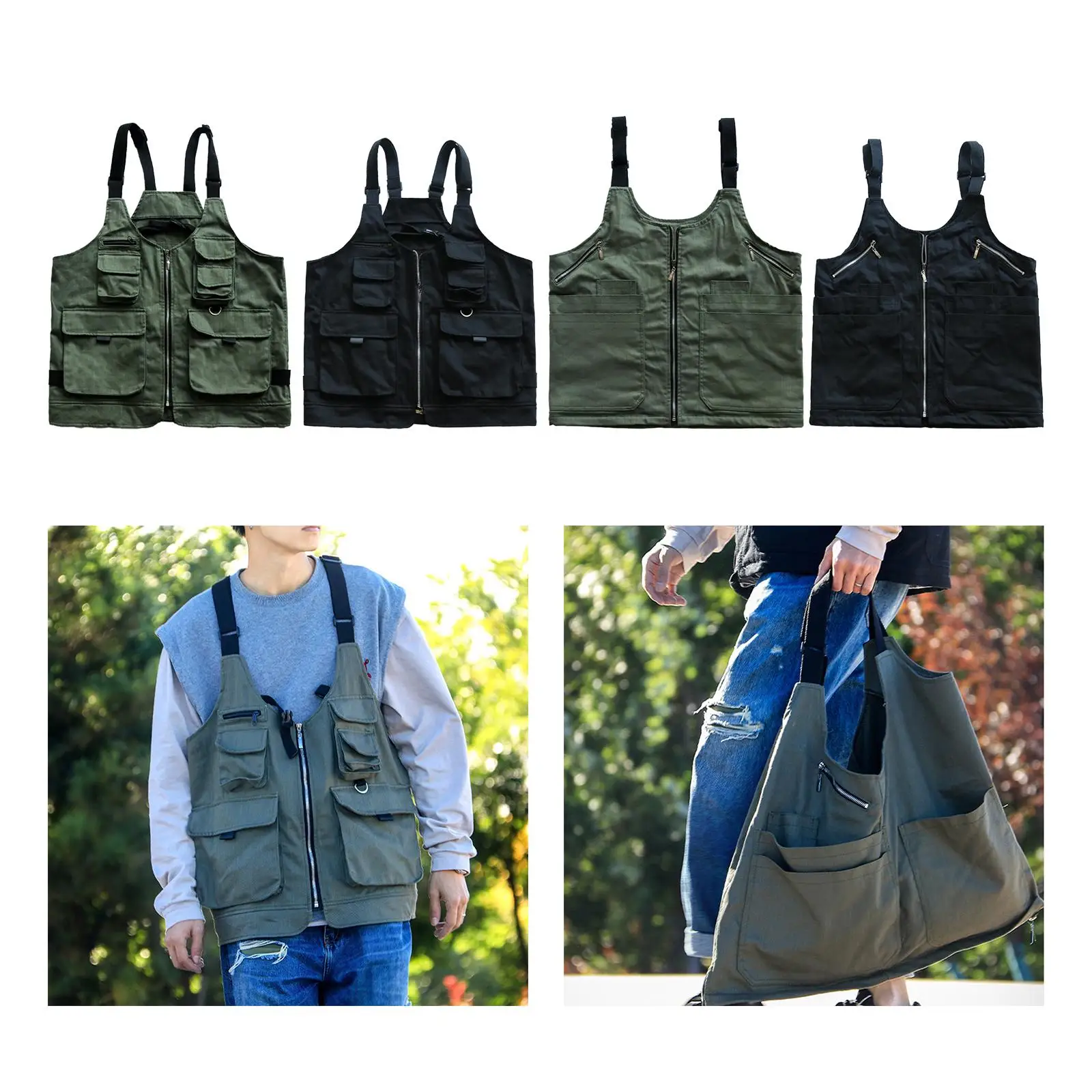 

Camping Vest with Tool Pockets Barbecue Apron for Backpacking Fishing Yard