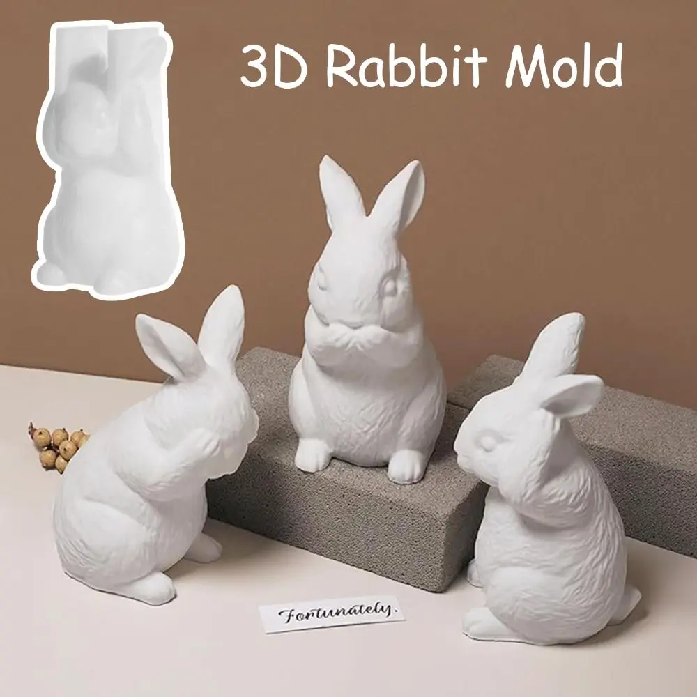 Moules en résine Hear-no Rabbit, 3 pièces, transparents, sans parler, sans lapin, mignons, animaux 3D, pour l'artisanat en résine époxy