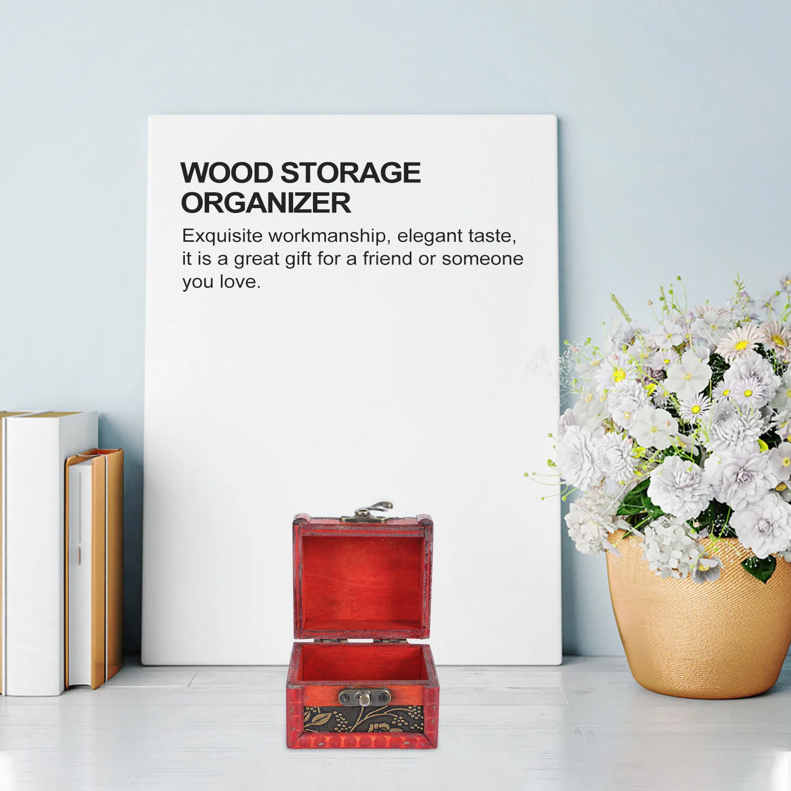 Elegant Vintage Jewelry Box Wooden Small Trinket Storage Container Retro Design for Home Decor Gifts Birthday Christmas Wedding