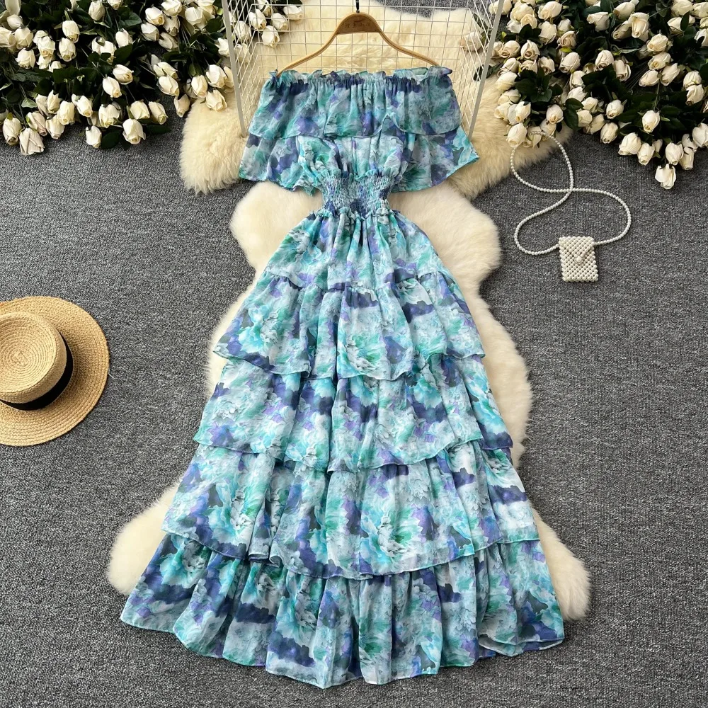 white christmas dresses Floral V-Neck Long-Sleeve Dress Heavenly Blue / L (US 6) main image 0