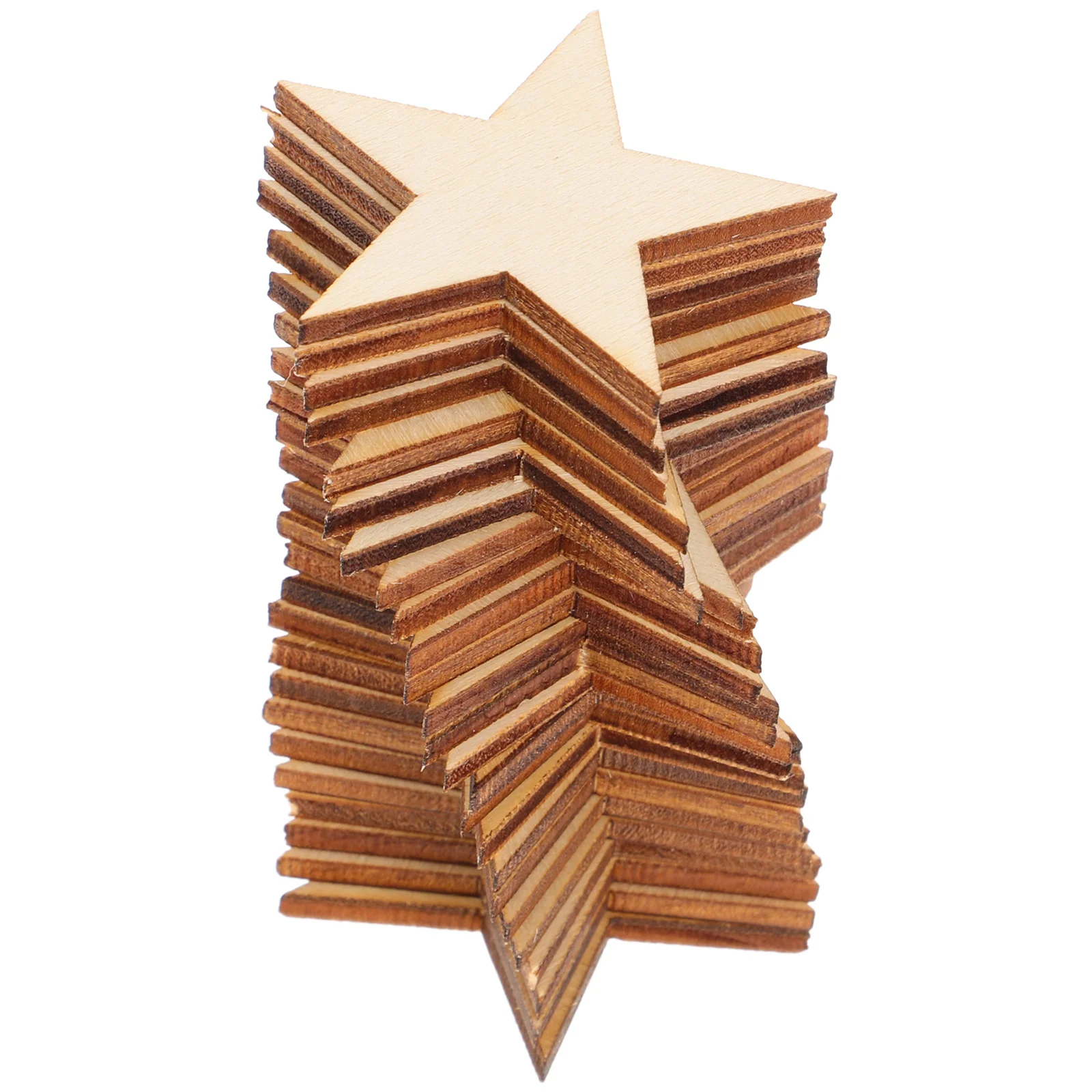 

50Pcs Star Shape Unfinished Wood Cutouts Wooden Chips for Crafts DIY Holiday Party Wedding Decoration Wood Craft Stars Slices