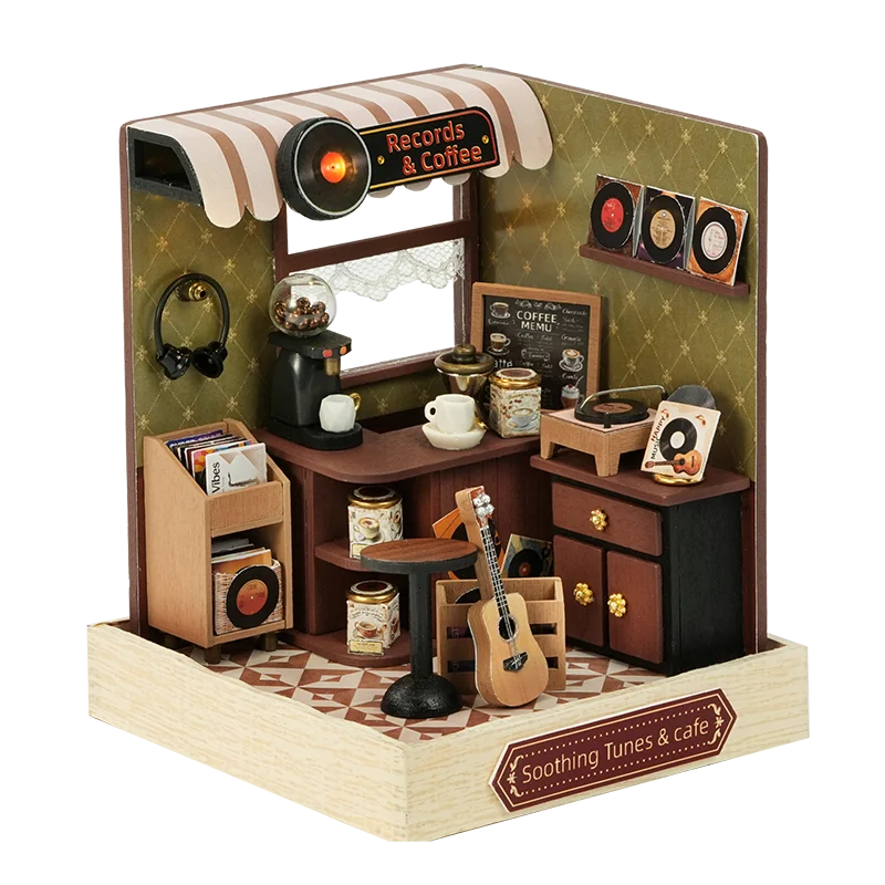 Mini-Puppenhaus DIY Kleines Haus-Set Handgefertigtes 3D-Puzzle Bausatz Modellbau Heimdekoration Holzhandwerk Puppenhäuser Spielzeug Geschenk – Detail 9
