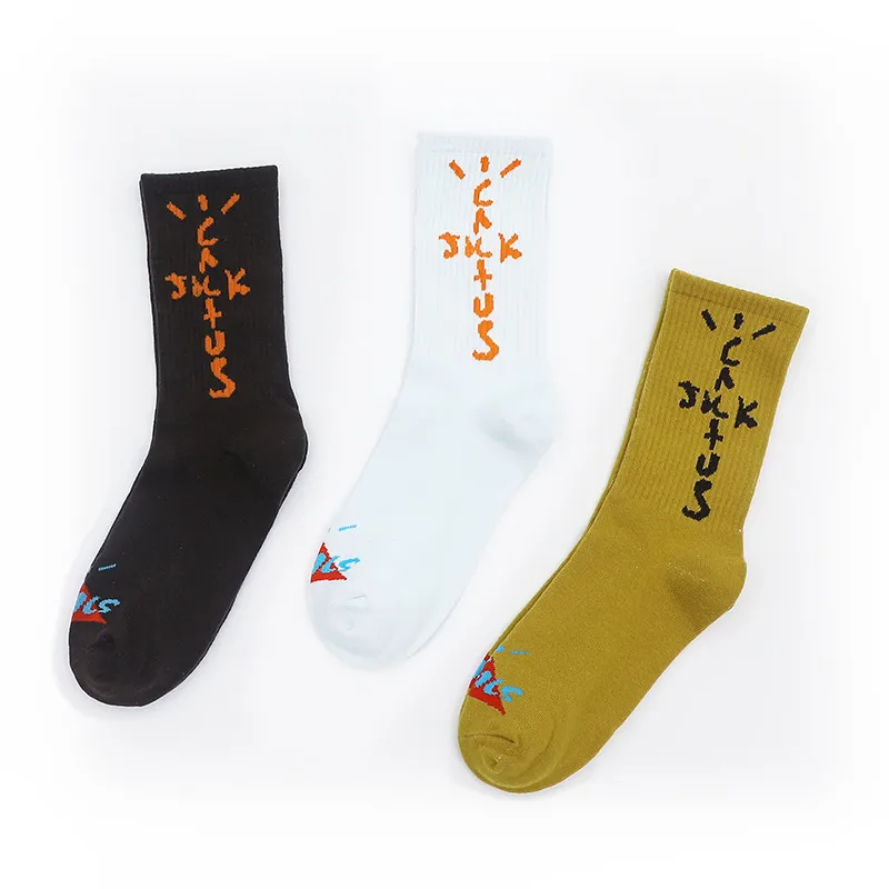 

3 Pairs of Socks MEN'S Mid-calf Socks Cotton Socks Street Letters Hip Hop Sports Socks Mid-calf