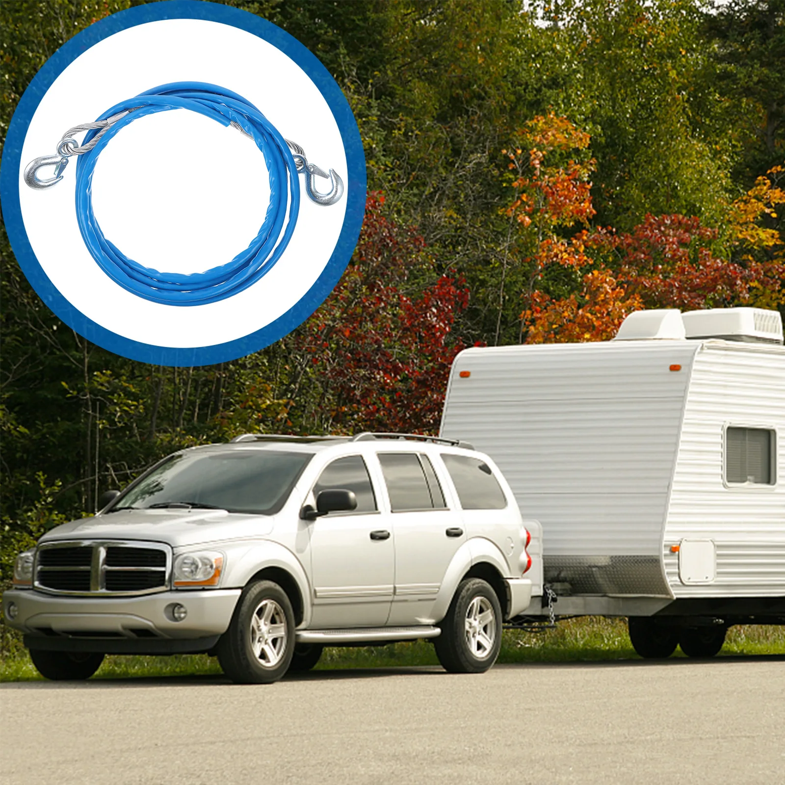 

Traction Rope Trailer Sturdy Hauling Steel Wire Car Tow Super Strong with Hooks