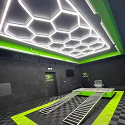 Garage Lighting Hexagon Led Ceiling Light 110V-240V Honeycomb Led Tube Lights for Car Detailing Repair Workshop Illumination