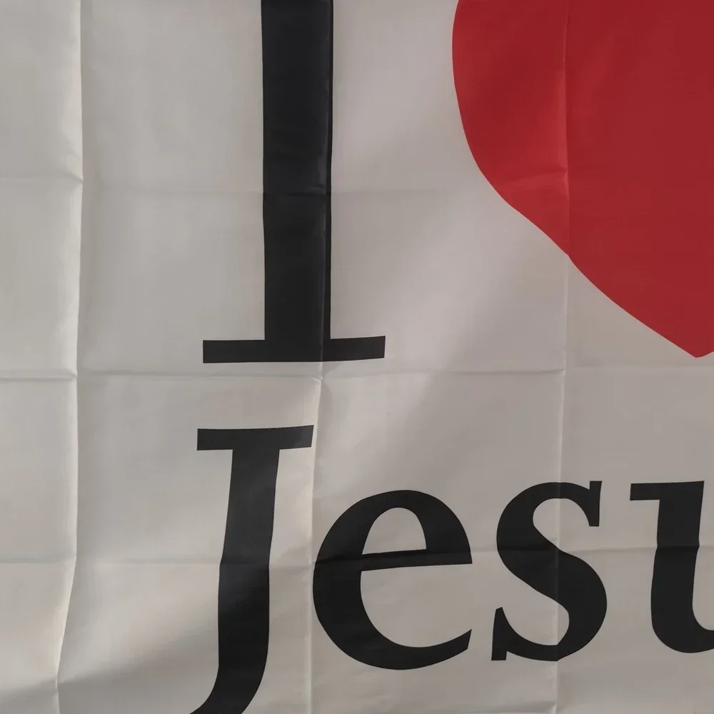 90x150cm Polyester I Love Jesus Flag, 3x5 Ft - Premium Outdoor Banner for Decorating Your Home Yard Christian Faith