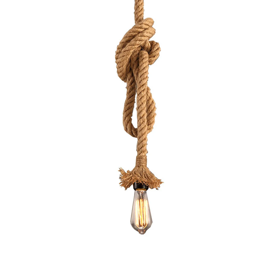 

Rope Chandelier Rustic Hanging Lights Lamp Industrial Style Pendant Hemp Decorative