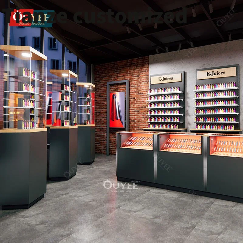 

Customized-Smoke Shop Display Showcases Glass Display Shop Design Shop Display Furniture With Led