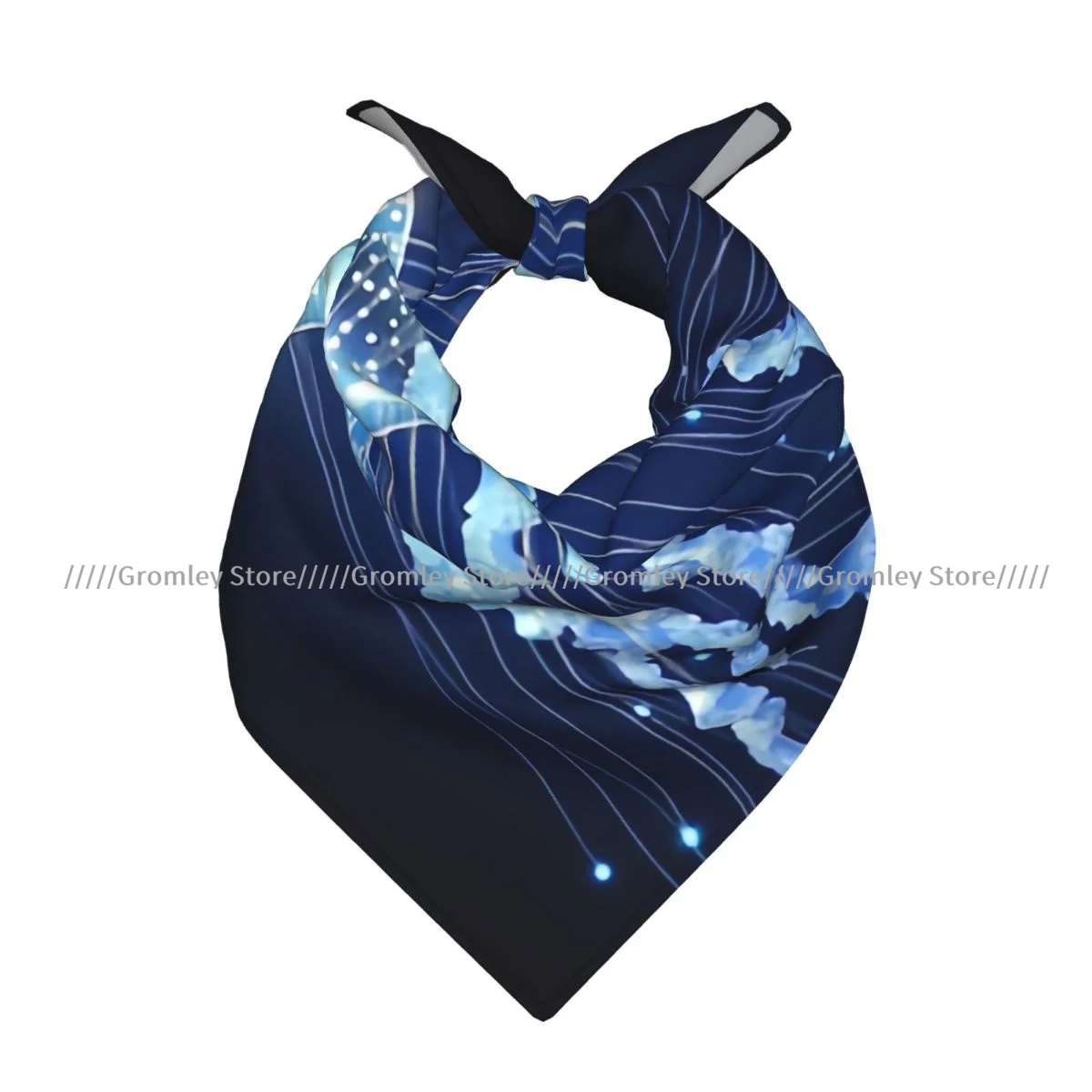 

Square Scarf Women Bioluminescent Jellyfish With Tentacles Bandana Headscarf