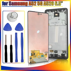 AMOLED for Samsung Galaxy A52 5G A526U LCD Display Touch Screen Digitizer Replacement for Samsung Galaxy A526B A526W With Frame