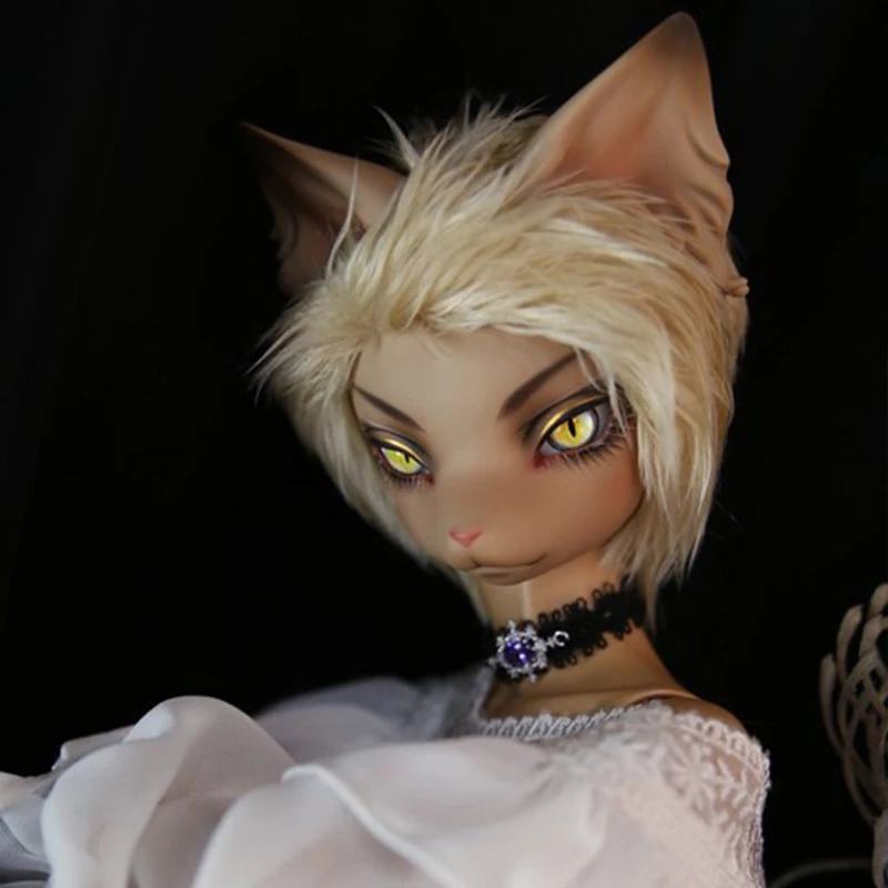 bjd doll sd doll 4 points male Dear Mine oskar cat head beast animal joint movable doll