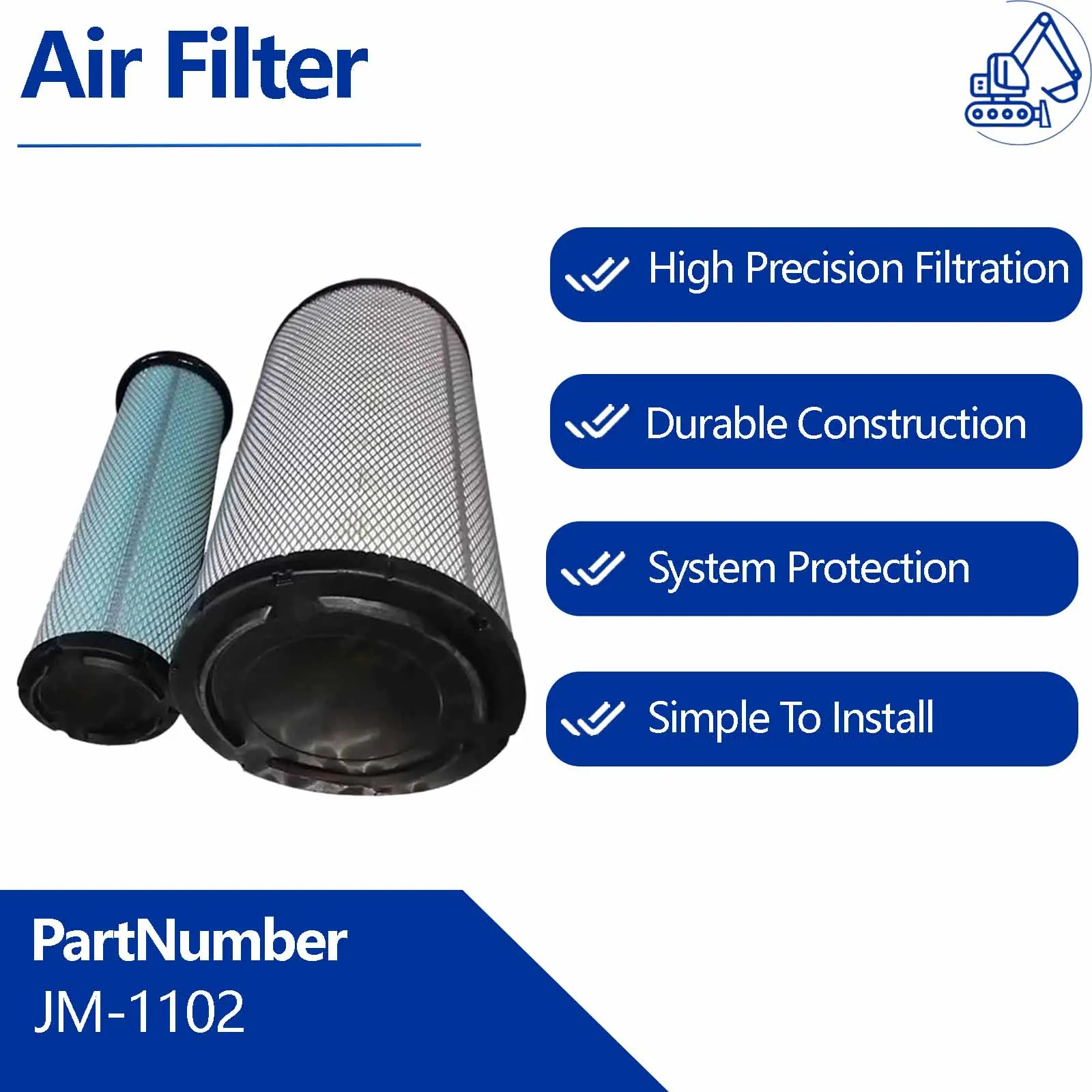 Air Filter 17500253 For Volvo EC200E EC220E EC220ES Crawler Excavators