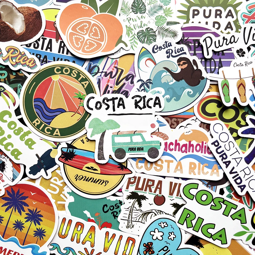 10/50Pcs Costa Rica Hot Summer Cartoon Graffiti Stickers DIY Fridge Guitar Laptop Motorcycle Travel Gifts Decal Toys Stationery