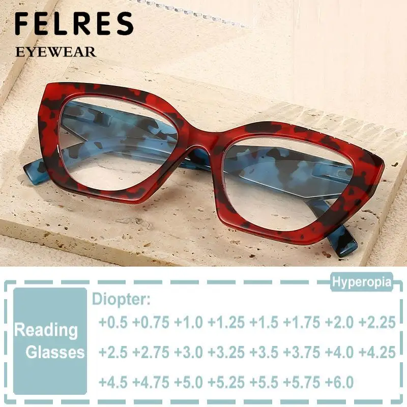 

Fashion Brand Cat Eye Reading Glasses Women Anti Blue Light Computer Glasses Presbyopia Prescription Glasses Optical Magnifier