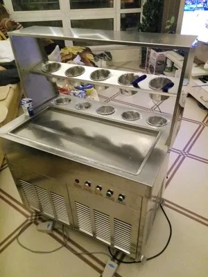 상업용 말차 튀김 아이스크림 롤 메이커, 자동 볶음 요구르트 기계