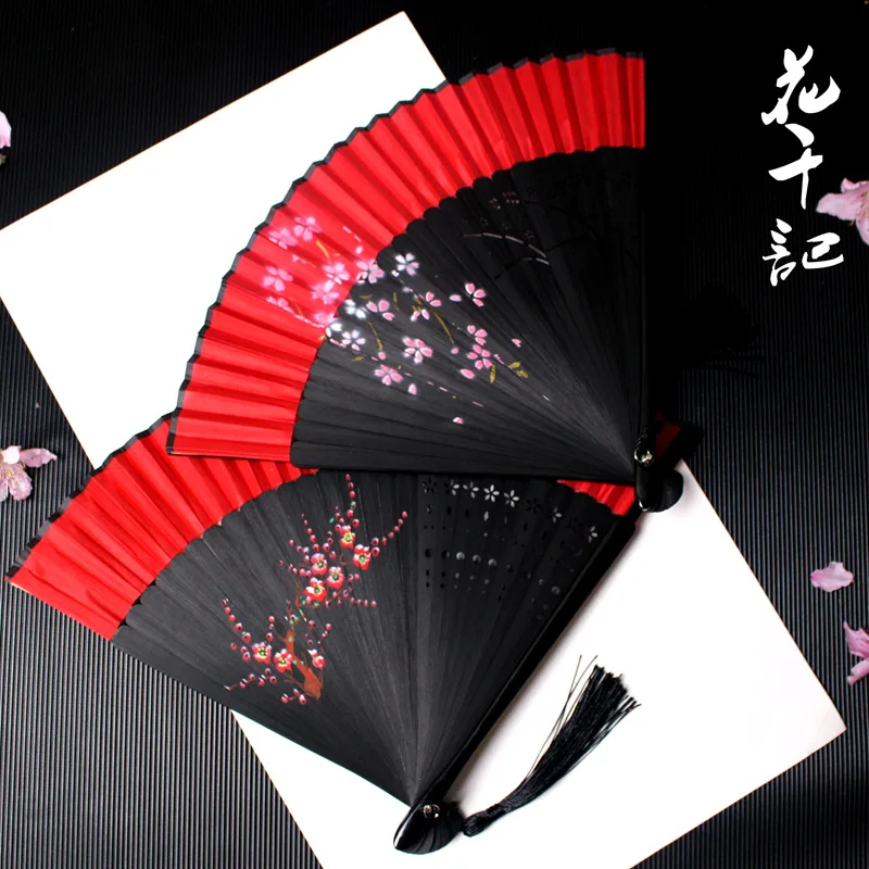 Wedding Birthday Travel Big Red Fan Dance Fan Easy To Open Foldable Silk Fan