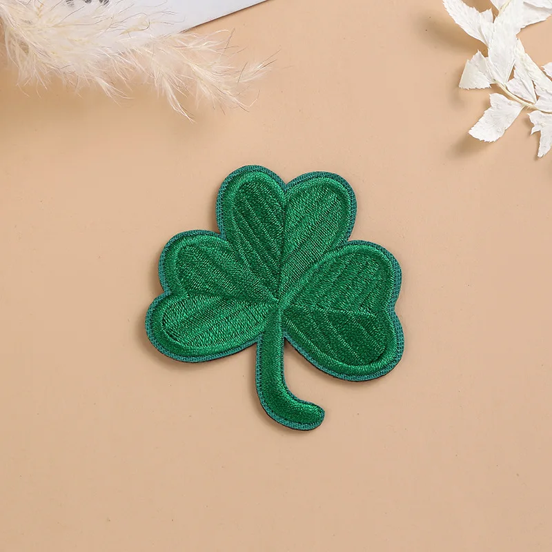 6 szt. Naprasowanki na Shamrock Irish Clover Lucky Dark Green Shamrock haftowane naszywki na kurtki plecaki czapki odzież