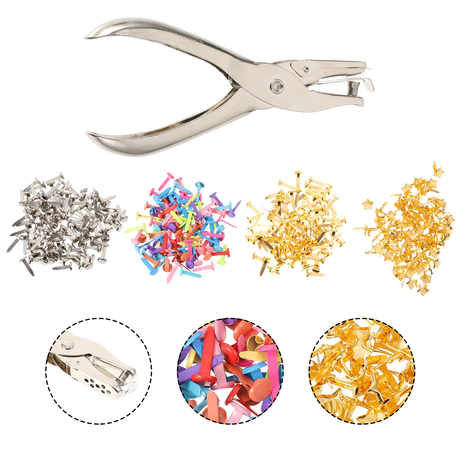 

400pcs Two-Leg Hole Puncher Brads Fasteners Alloy Paper Craft Diy Mini Claw Brads Replacement For Art Handicraft Supplies
