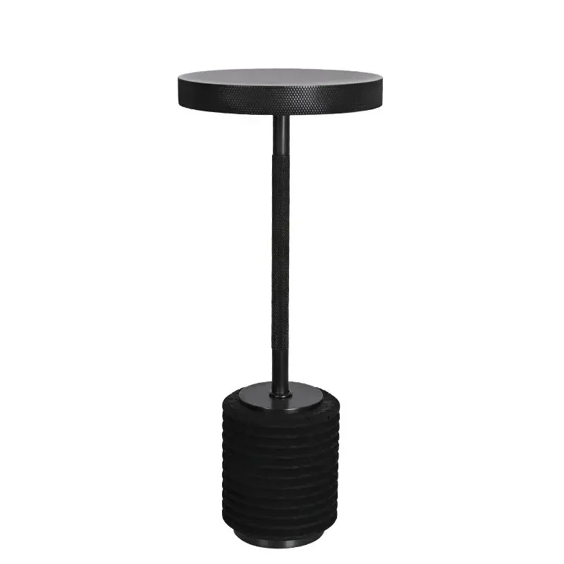 LED Steel Utilitaire Desk Lamp Minimalist Knurled Black Travertine Table Lamp