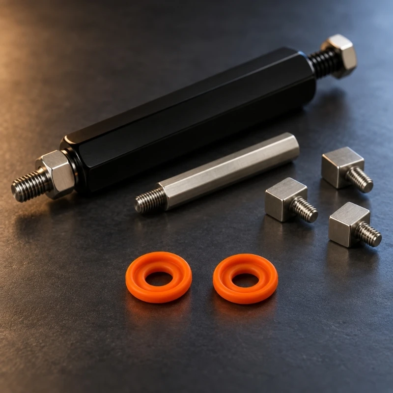 Grease Fitting Service Tool with Threaded Base Connection, Replacement Sealing Parts and Extension Access for Recessed Fittings