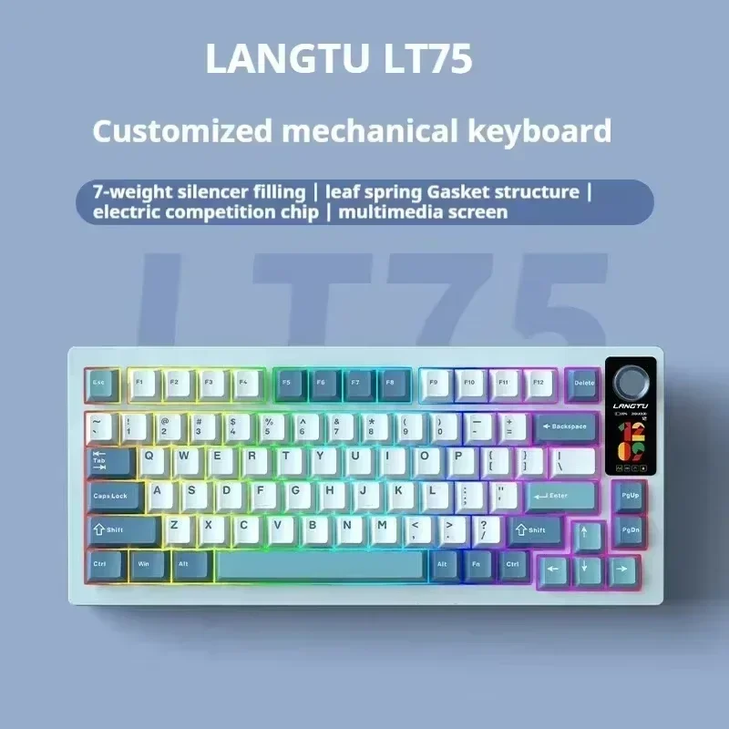 Langtu Lt75 80Keys Gaming Bluetooth Wired Keyboard 2.4G Mini Wireless Mechanical Keyboard RGB Hotswap Gamer Non-contact Keyboard