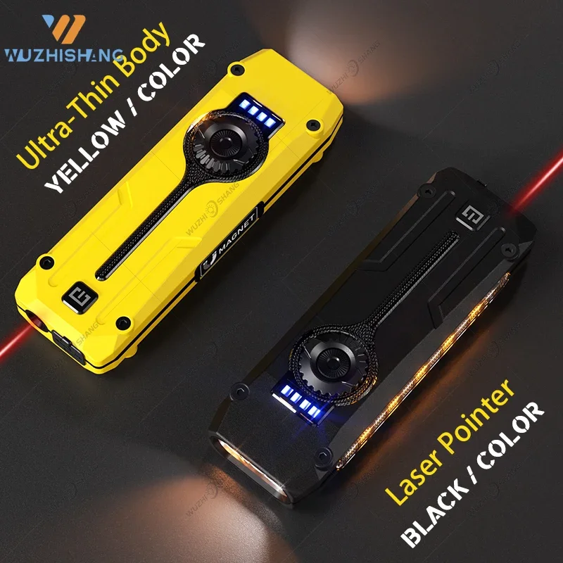 Multi Function EDC Light Dual Direction Clip Magnetic Body Three Light Modes RGB Laser 7 Color Options USB C Rechargeable
