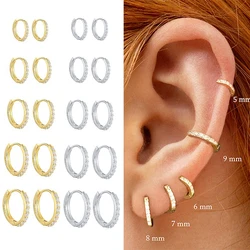 Minimal-pendientes de aro pequeños para niña, Mini pendiente de círculo redondo de circón, Huggies pequeños, Piercing, joyería de moda, aros finos