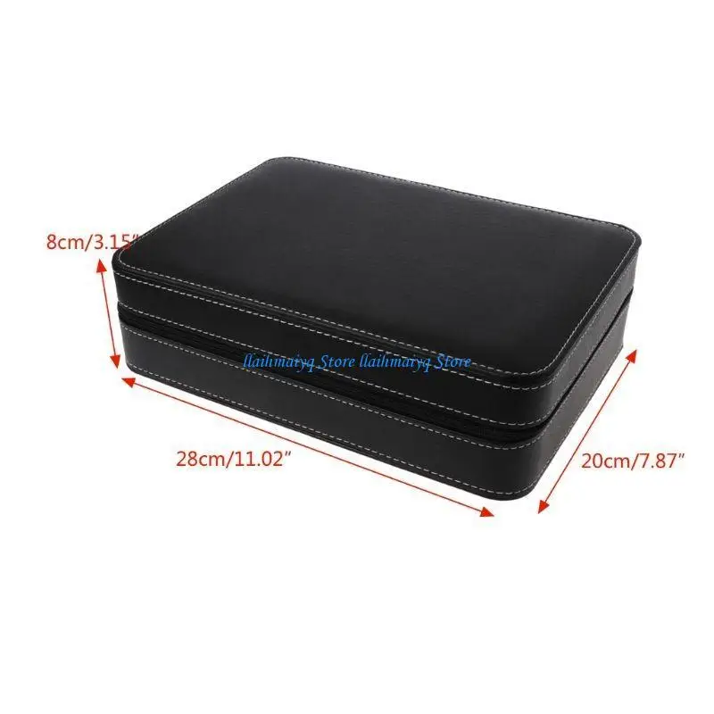 573B 10 Slots Watch Zipper Travel Box Leather Display for Case Jewelry Stor