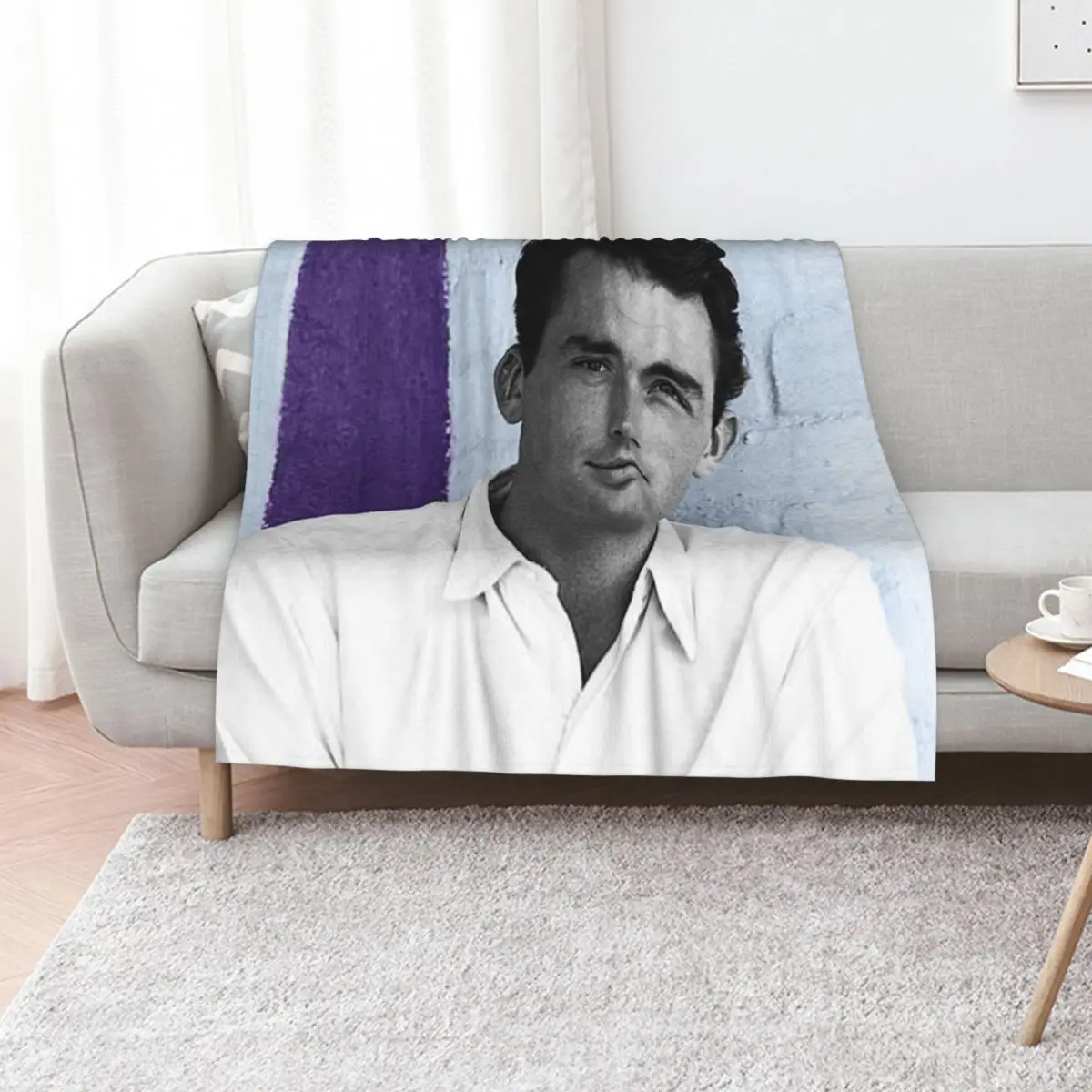 

Gregory Peck on blue background Throw Blanket Sofa Flannel Fabric Vintage Luxury Designer Blankets