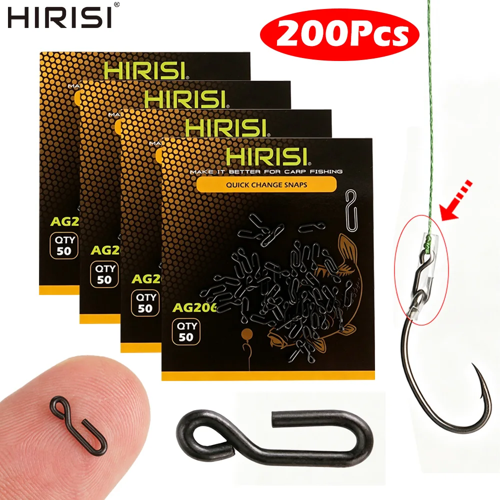 Hirisi AG206 200 Stück Karpfenangeln Schnellverschluss Haken-Clip Ronnie Rig Verbinder Karpfen Endzubehör