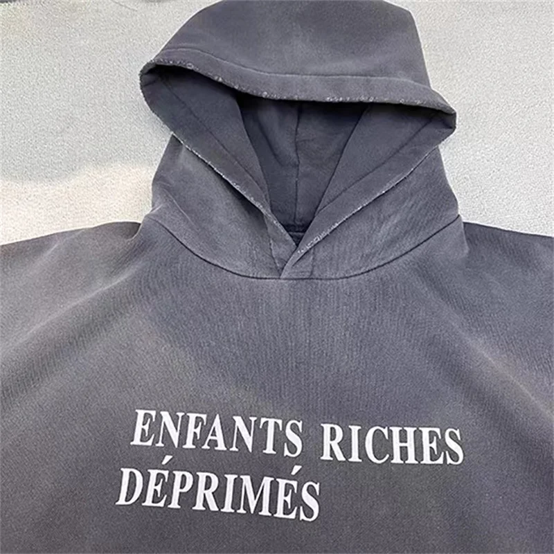 Street Oversized ERD Beautiful Washed Hoodie Letter Printed Best Quality Loose Sweatshirt Fashion Vintage Pullover Hoodie