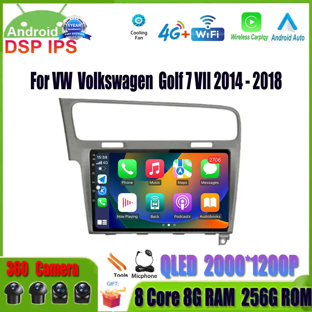 

Автомагнитола для VW Volkswagen Golf 7 VII 2014 - 2018 Android 14, мультимедийный видеоплеер, навигация GPS, головное устройство HU 4G Wifi