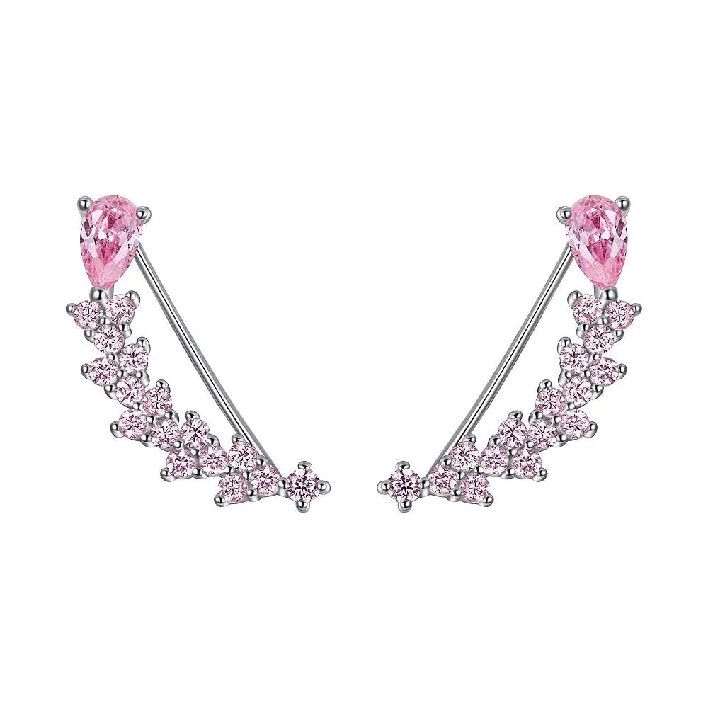 

Women's 925 Sterling Silver CZ Sweep Ear Pin Cuff Wrap Hook Earrings 1 Pair