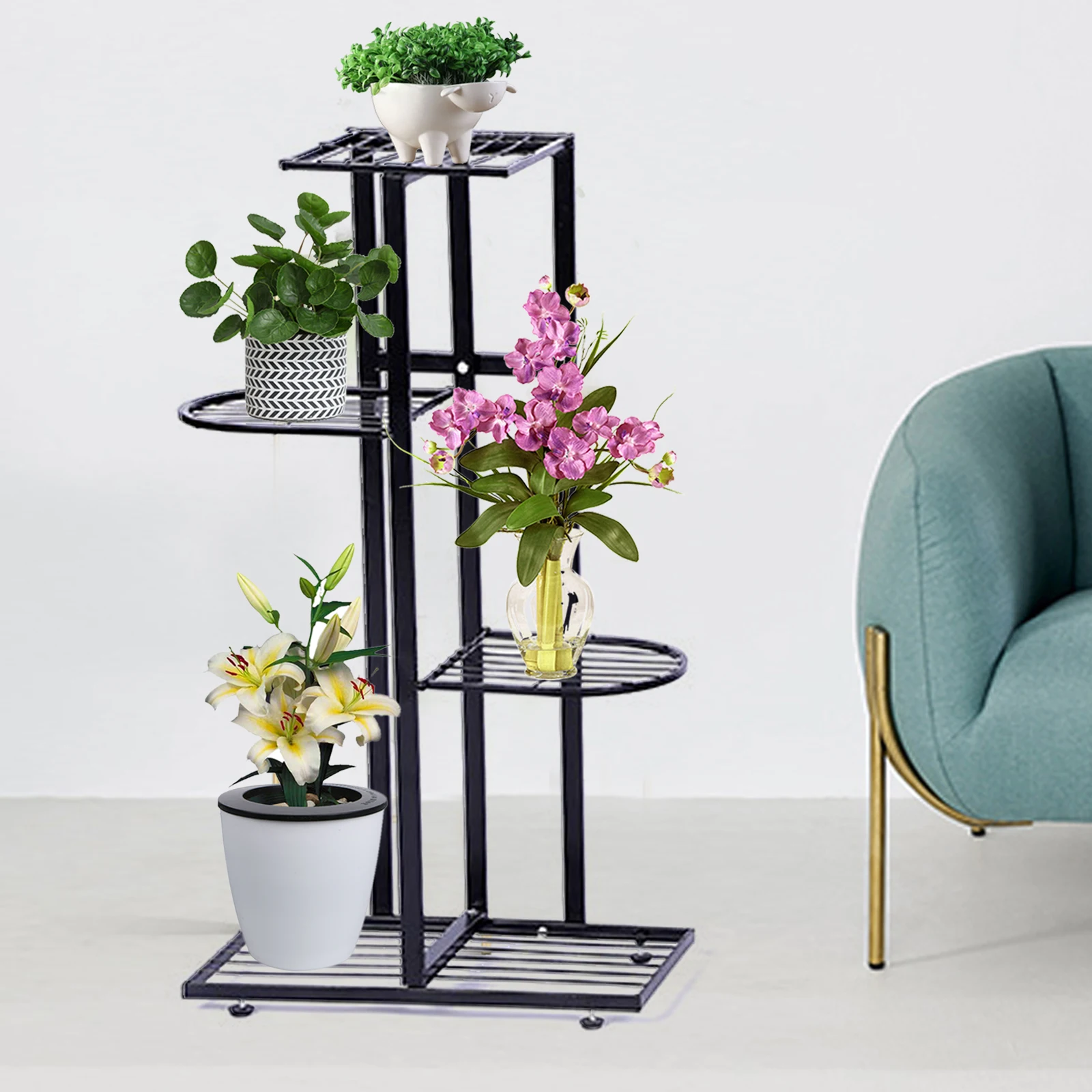 Indoor 4-Tier Large Metal Plant Stand Shelf Anti Rust Iron Garden Flower Rack