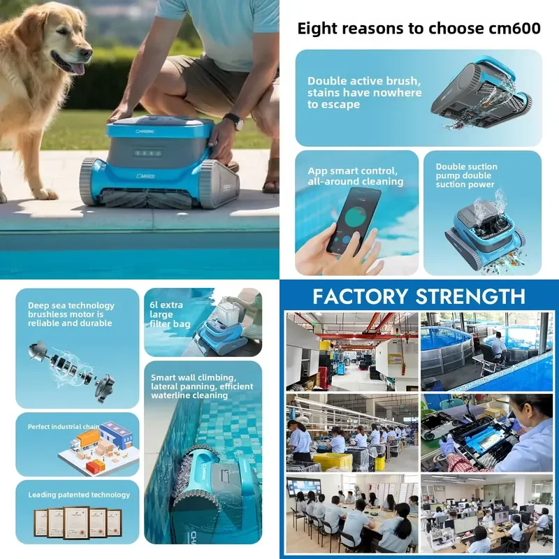 STROVAN Universal Corded High Quality Robotic Pool Vacuum Outdoor Triple Active Brushes Wall Climbing Eco-Friendly Cleaning