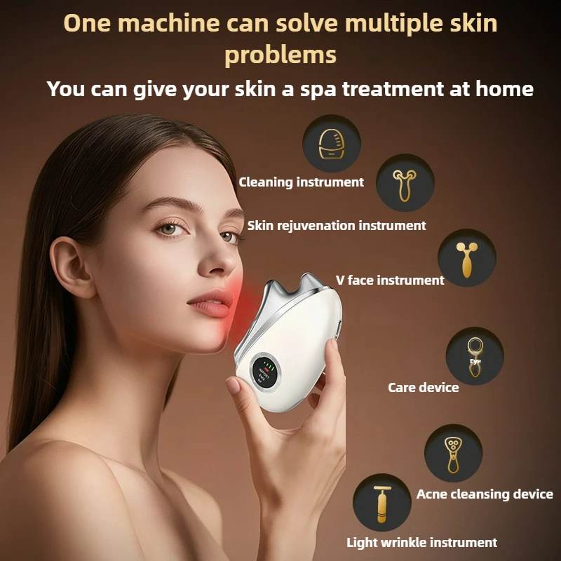 جهاز غوا شا الكهربائي المحمول مكركرنت مدلك الوجه بيانشي كشط مجلس مجموعة لتجديد شباب الجلد والاسترخاء المنزل