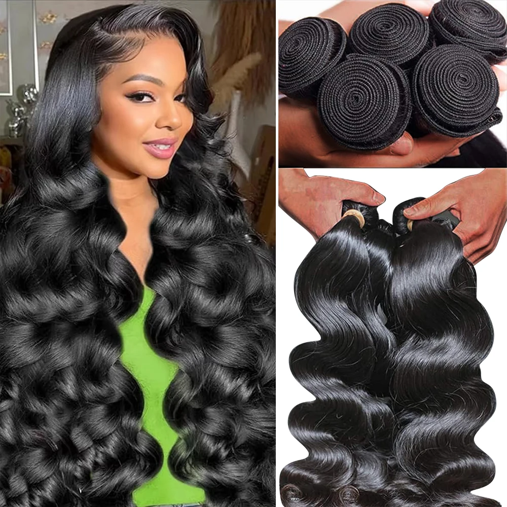 28 28 28 28 Inch Body Wave 1/4/5 Bundles Brazilian Hair Water Wavy Weave 100% Human Hair Bundles Extensions Tissage For Women