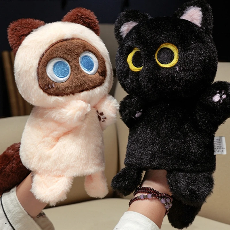 

Cartoon Cats Hand Puppet Soft Stuffed Toy Doll Black Cat Cosplay Plush Doll Educational Toys Kawaii Hand Finger Puppet