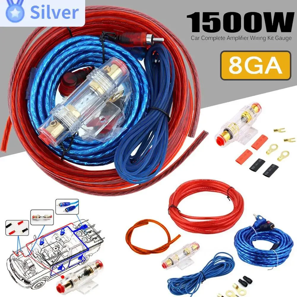 Universal Car 1500W 8GA 60AMP Car Audio Subwoofer Amplifier AMP Wiring Fuse Holder Wire Cable Kit Vehicle Modification Parts