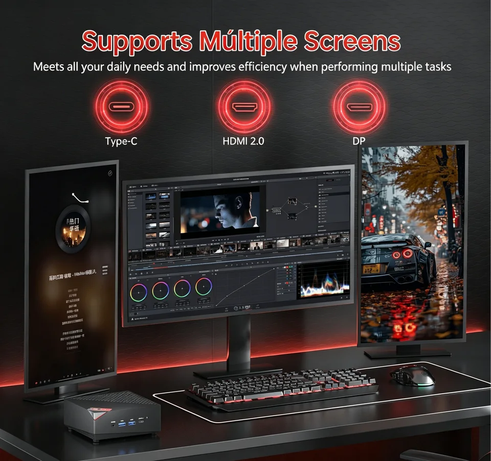 NIPOGI AMD Ryzen7 7730U Gaming Mini PC 16GB DDR4 512GB SSD WiFi-6